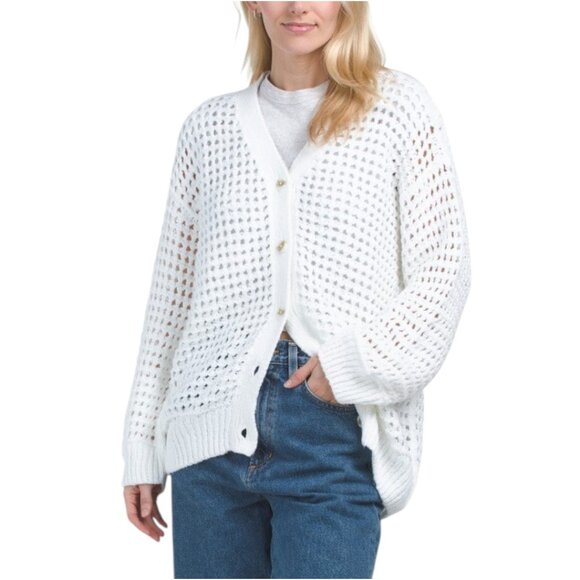 NAADAM Luxe Cotton Pointelle Cardigan - Picture 1 of 2